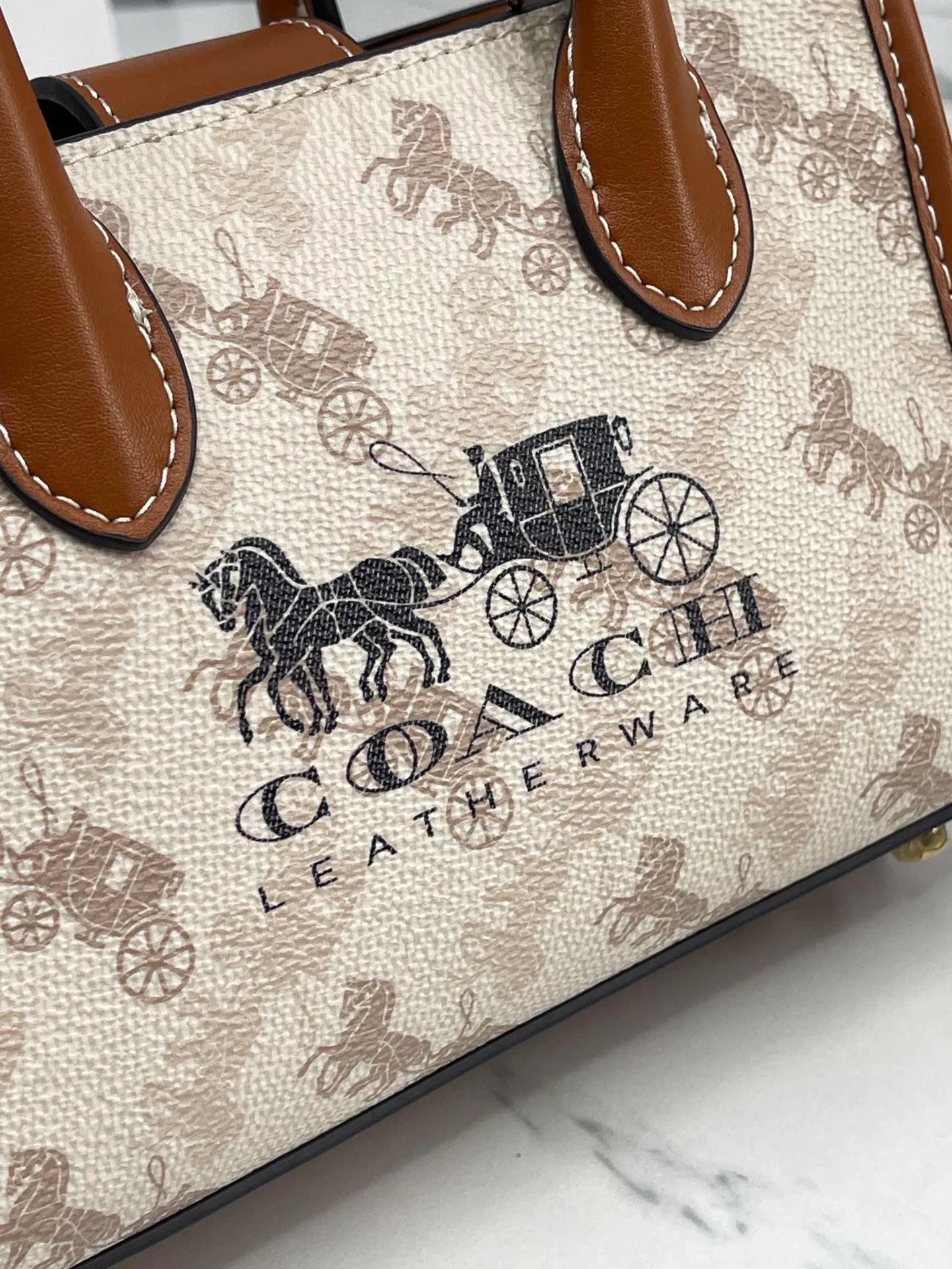 Top original order p420💰coach/Coach new small size model CT890/CT891 counter new ACE carriage pattern women's tote bag single shoulder crossbody handheld tote bag double shoulder strap design size: 18·13·8