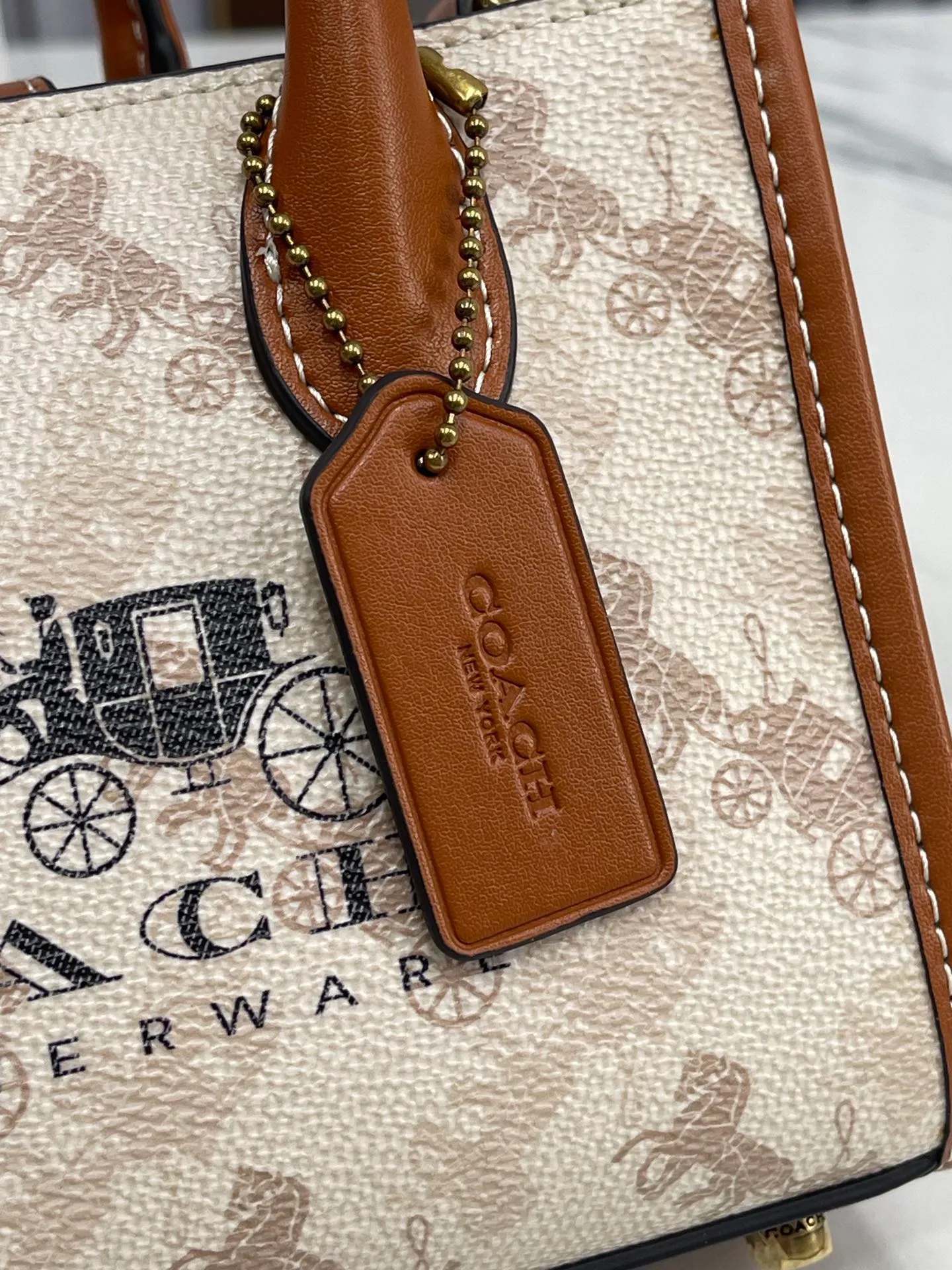 Top original order p420💰coach/Coach new small size model CT890/CT891 counter new ACE carriage pattern women's tote bag single shoulder crossbody handheld tote bag double shoulder strap design size: 18·13·8