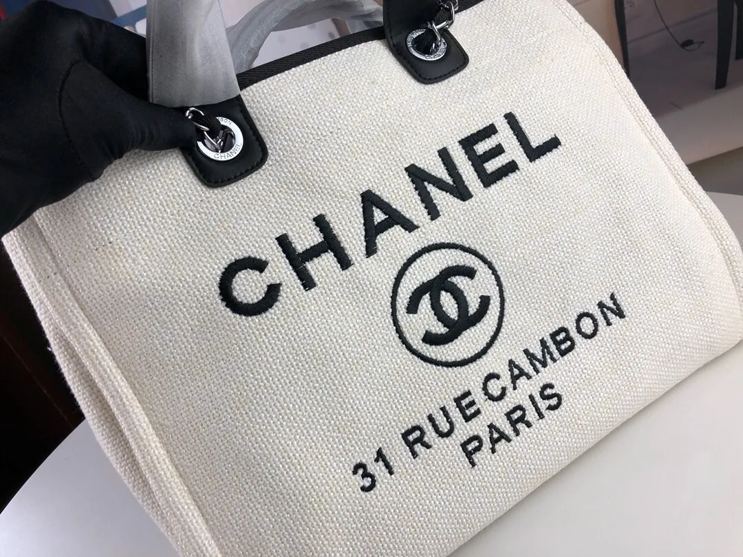 💰400￥Chanel👍🏻Original single fabric, soft and comfortable, high quality, Greek series, latest color handle canvas beach bag, hand shopping bag, new silk thread embroidery logo, size: 38.30.18, style number: 67178-4