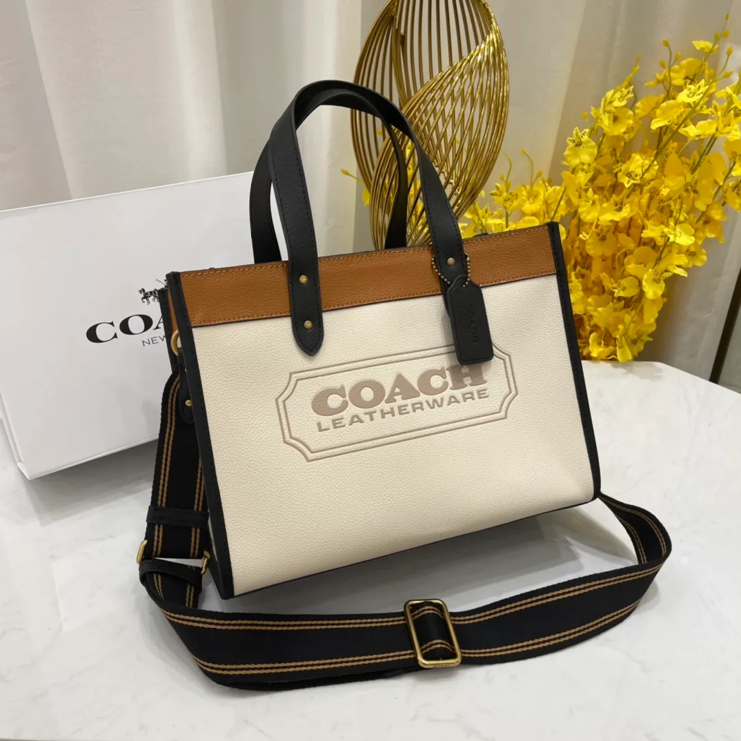 Batch 460💰. Original quality, coach/Coach's new Field30 color-blocked sports webbing small tote bag model 0777 classic simple size: 30*23*15, 🎉🎉🎉💃🌸