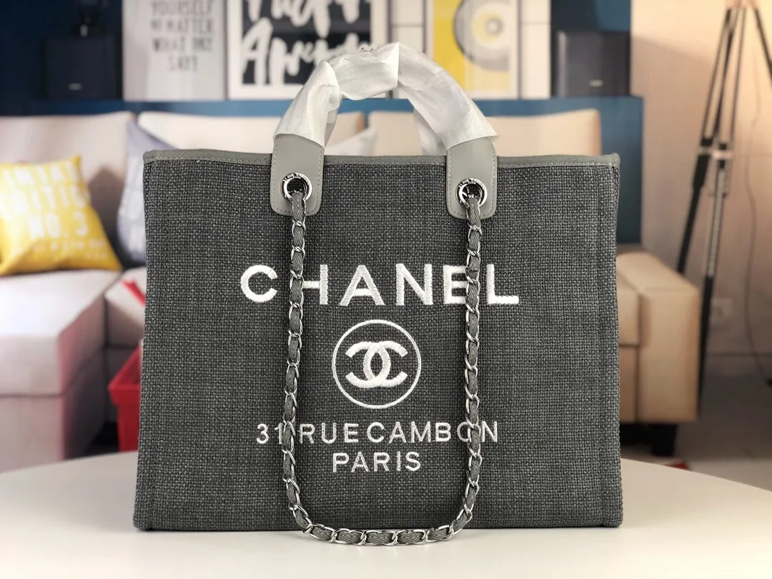 💰400￥Chanel👍🏻Original single fabric, soft and comfortable, high quality, Greek series, latest color handle canvas beach bag, hand shopping bag, new silk thread embroidery logo, size: 38.30.18, style number: 67178-4