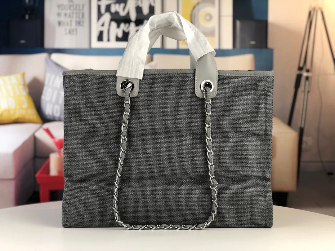 💰400￥Chanel👍🏻Original single fabric, soft and comfortable, high quality, Greek series, latest color handle canvas beach bag, hand shopping bag, new silk thread embroidery logo, size: 38.30.18, style number: 67178-4