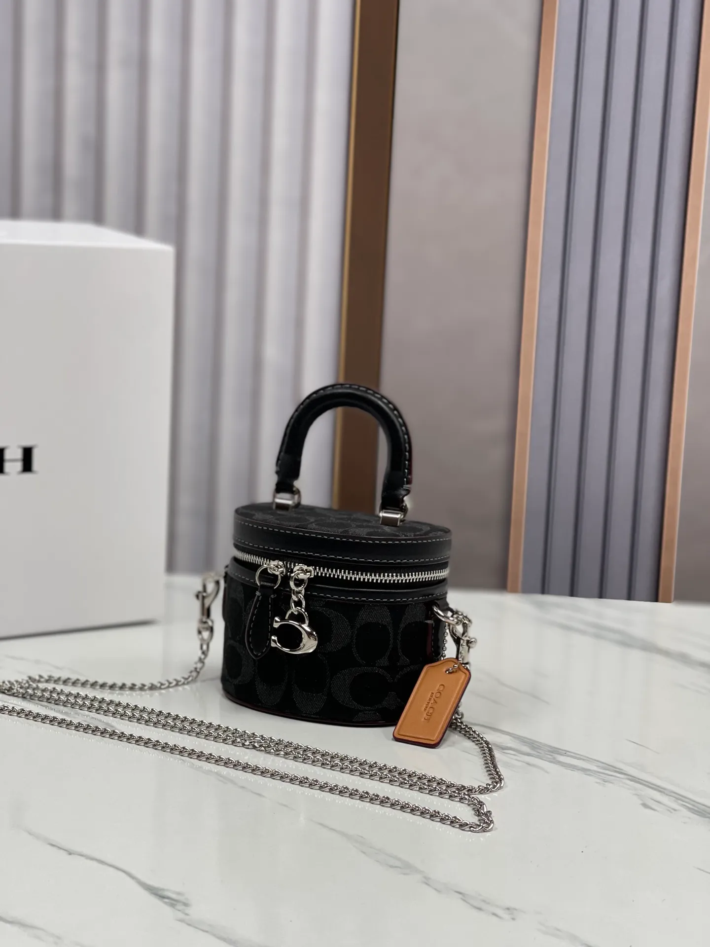 Top original order batch 440💰coach/Coach new trail12 mini box bag CE769, cowhide, original hardware, C-shaped zipper, super shiny, can hold lipstick card bag, car keys and loose powder, size 11.5x9x7.5cm,