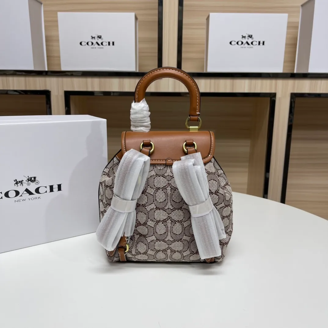 Top original order, batch 500💰Coach new model CH591 Riya Backpacks 21 mini backpack, original hardware, adjustable backpack + suitcase style handle, drawstring with lock to ensure safety, size 21.5x23x12cm,