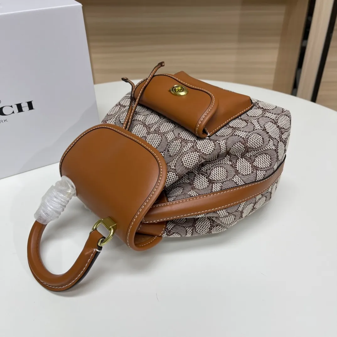 Top original order, batch 500💰Coach new model CH591 Riya Backpacks 21 mini backpack, original hardware, adjustable backpack + suitcase style handle, drawstring with lock to ensure safety, size 21.5x23x12cm,
