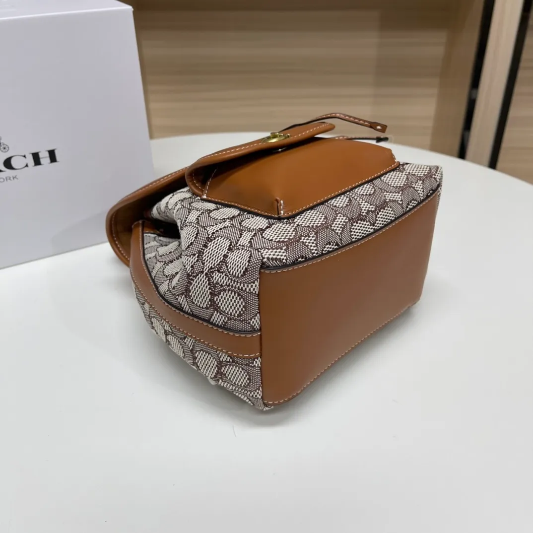 Top original order, batch 500💰Coach new model CH591 Riya Backpacks 21 mini backpack, original hardware, adjustable backpack + suitcase style handle, drawstring with lock to ensure safety, size 21.5x23x12cm,