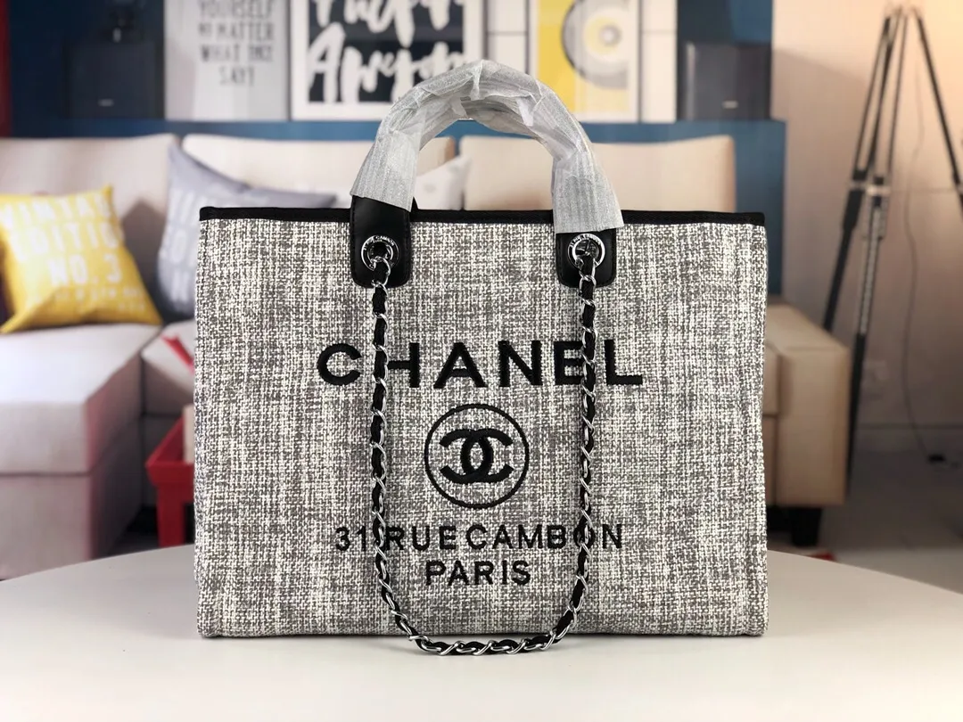 💰400￥Chanel👍🏻Original single fabric, soft and comfortable, high quality, Greek series, latest color handle canvas beach bag, hand shopping bag, new silk thread embroidery logo, size: 38.30.18, style number: 67178-5