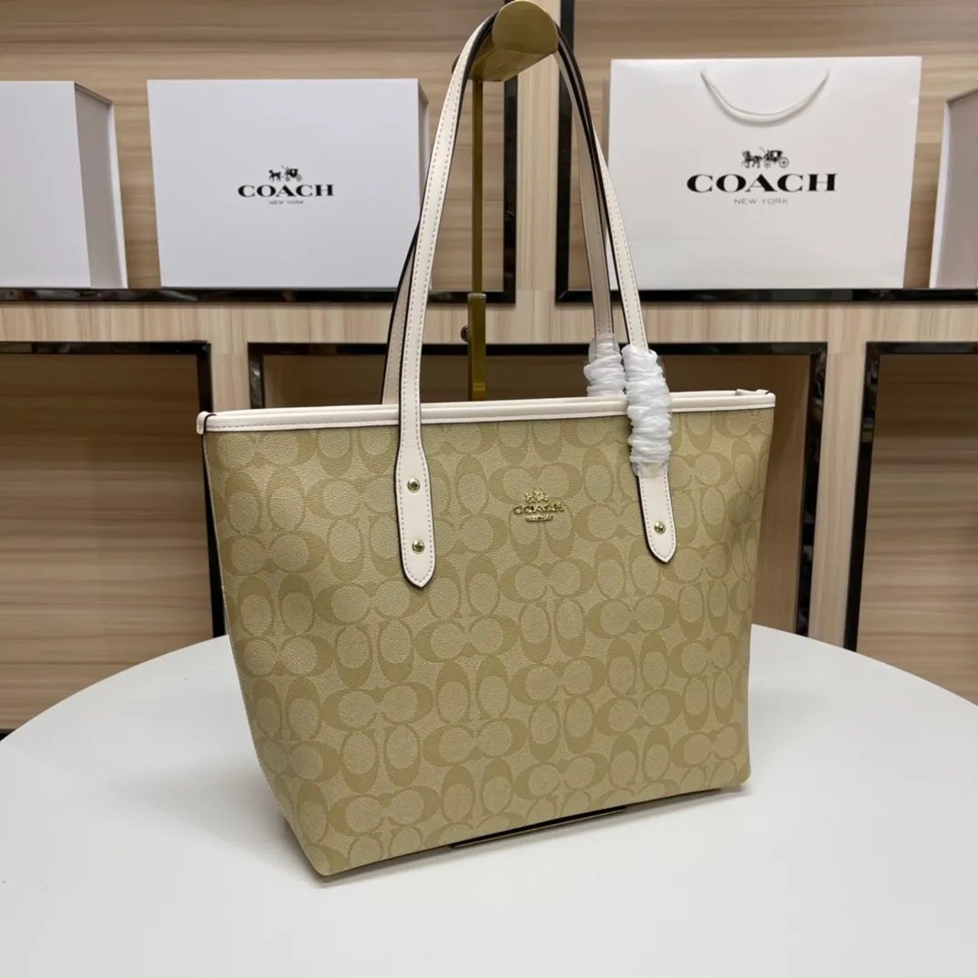 Top original order, batch 380💰Coach F58292 new shopping bag, classic C logo. Practical and versatile, can be used all year round, large capacity. Versatile! Size: 29*27*14