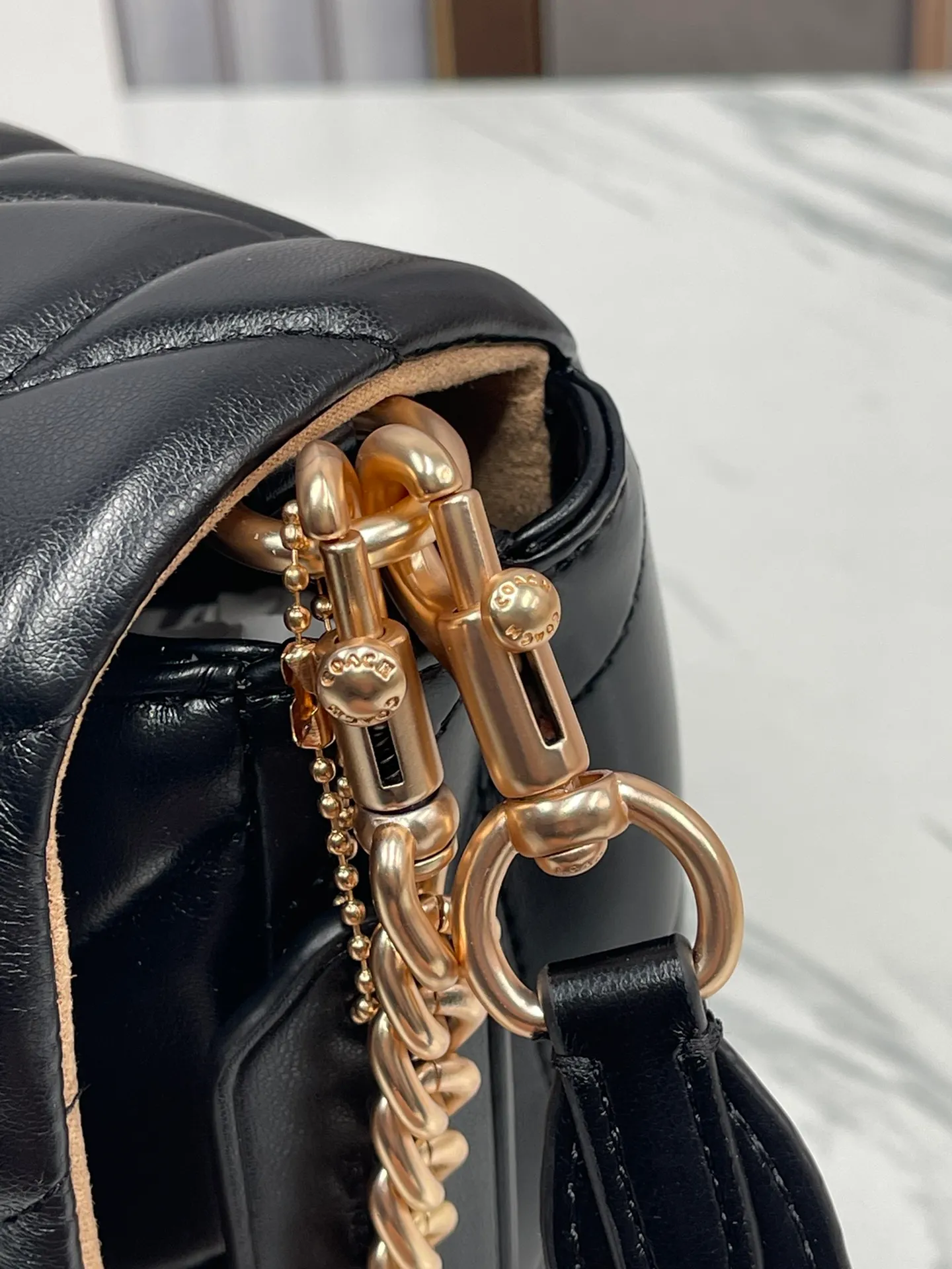 P500¥Coach/Coach's new model, Quinn women's leather single, shoulder handbag, small square bag·counter synchronized new product model CY663 Quilt quilted chain tabby size 22*16*8