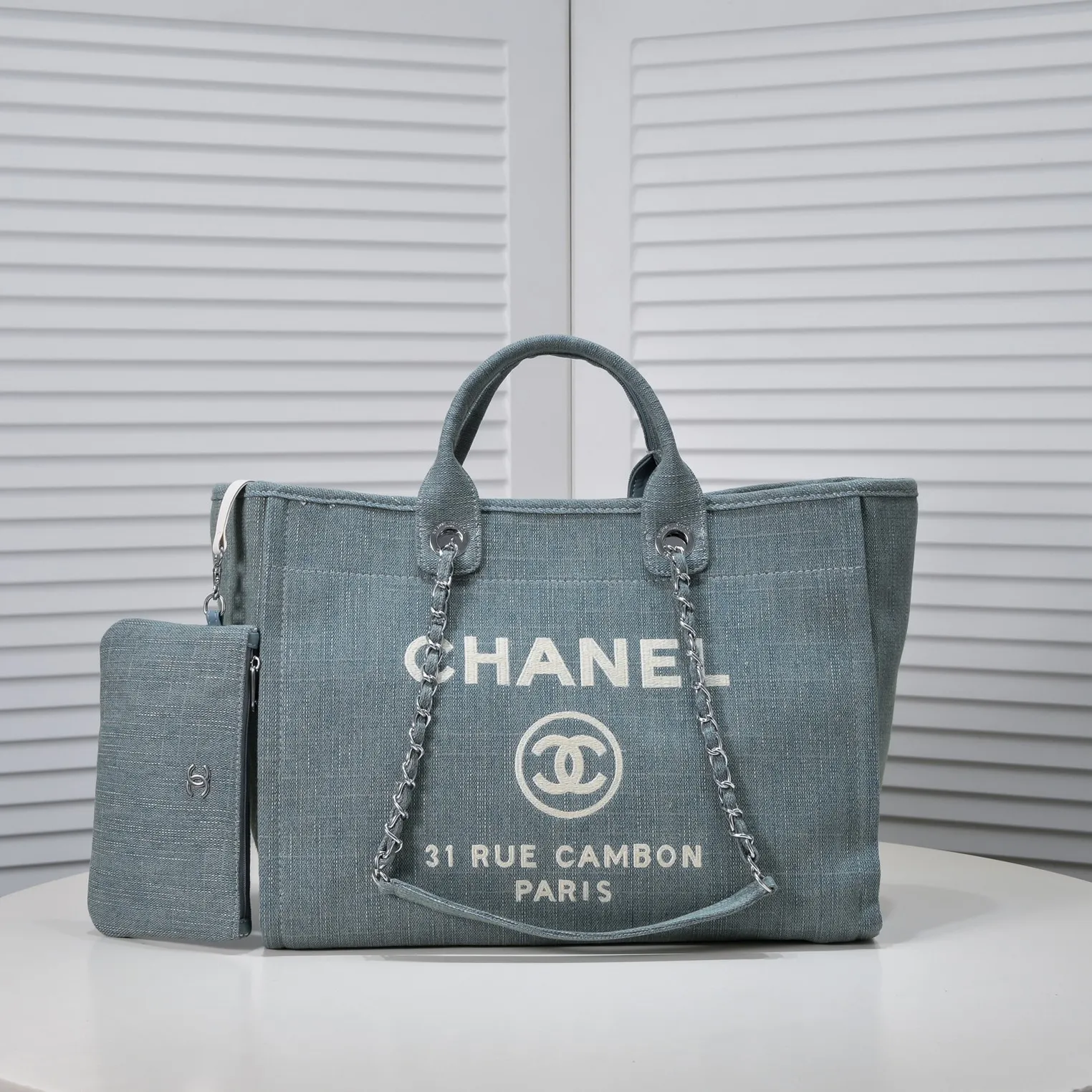 💰420￥Blue👑Chanel 2023 new beach bag denim bag🎉🎉Women's shoulder portable shopping bag large capacity mommy fashion simple chain bag✅✅✅👍👍 Style number: 67178-8 Size: top width 48/bottom width 38/height 30/thickness 14 cm
