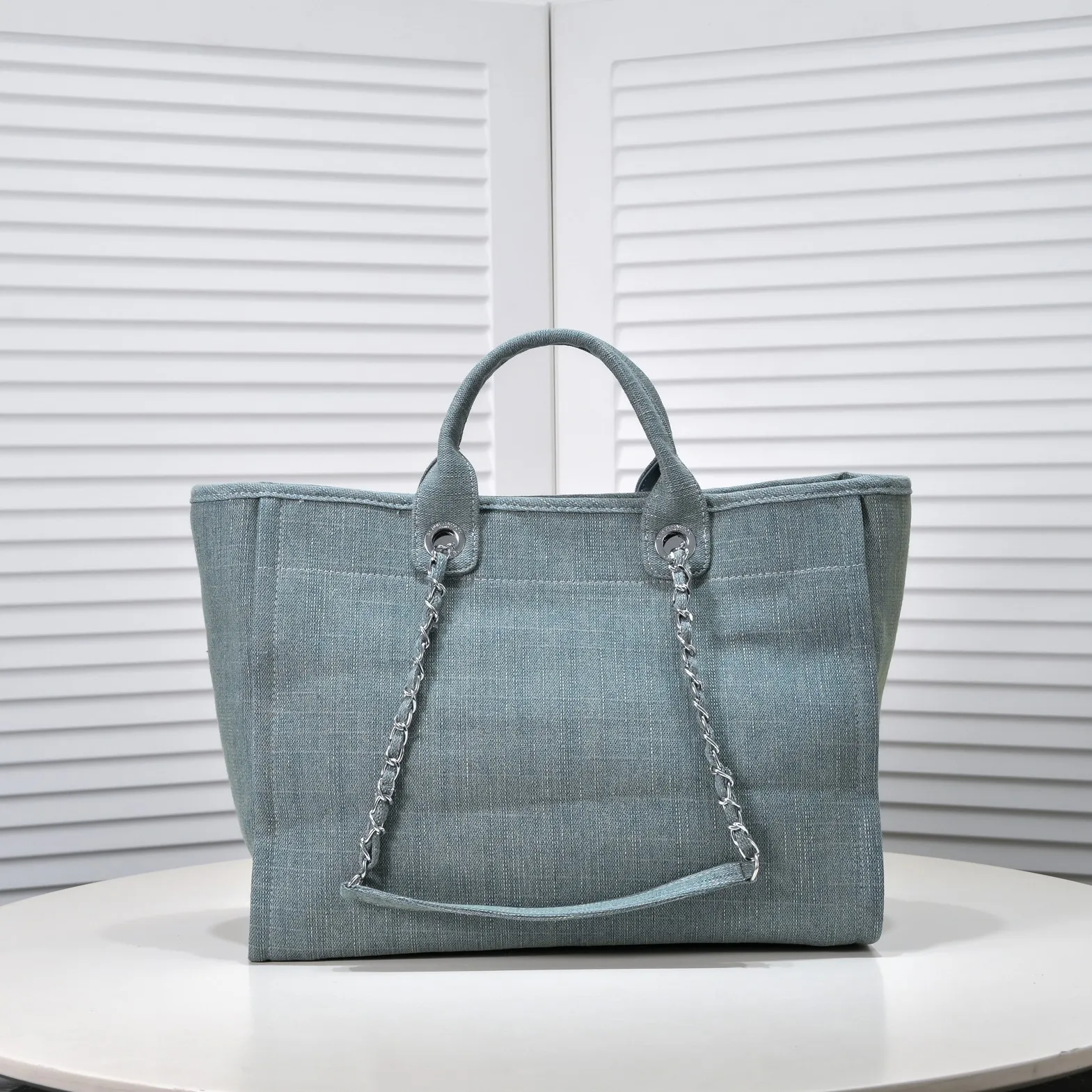 💰420￥Blue👑Chanel 2023 new beach bag denim bag🎉🎉Women's shoulder portable shopping bag large capacity mommy fashion simple chain bag✅✅✅👍👍 Style number: 67178-8 Size: top width 48/bottom width 38/height 30/thickness 14 cm