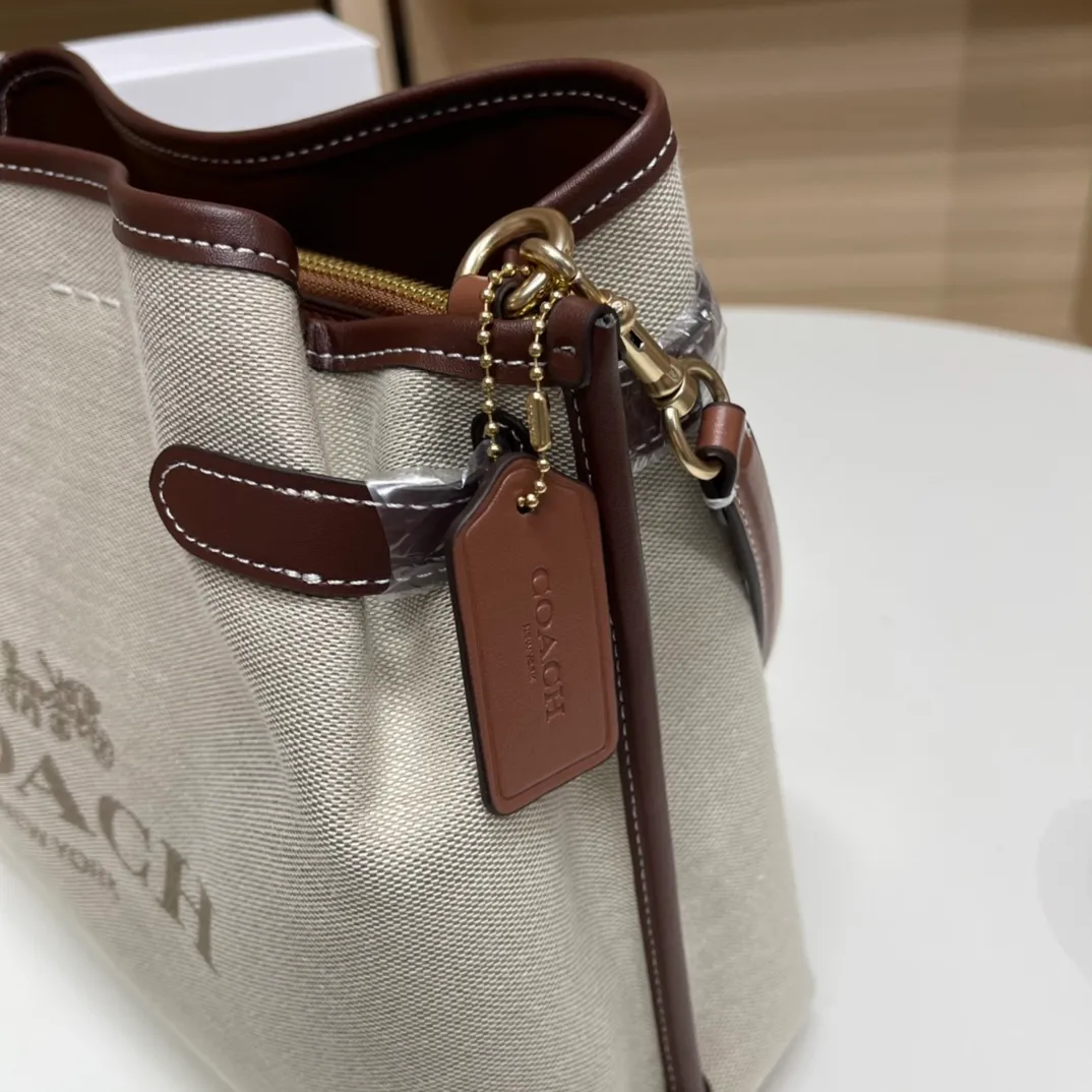 Top original order batch 480💰coach/Coach new model CH190 canvas, CH189 canvas shoulder, COACH classic logo HANNA series CARRYALL built-in multi-functional bag central zipper compartment magnetic buckle closure, 31X25X12