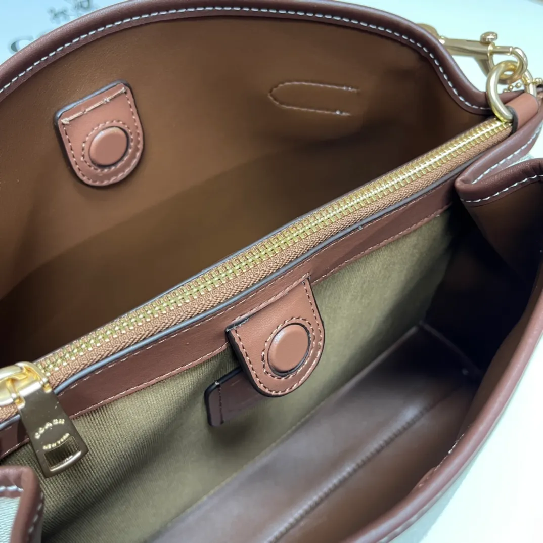 Top original order batch 480💰coach/Coach new model CH190 canvas, CH189 canvas shoulder, COACH classic logo HANNA series CARRYALL built-in multi-functional bag central zipper compartment magnetic buckle closure, 31X25X12