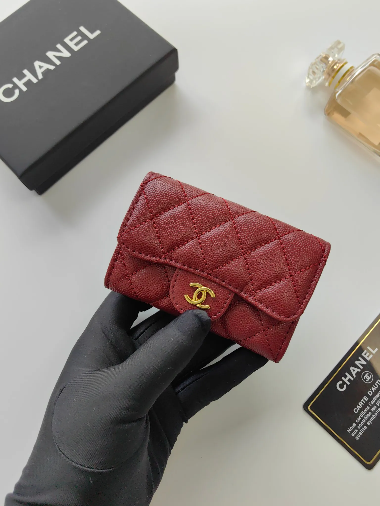 ￥110 CHANEL Chanel classic flap card holder. Imported sheepskin and caviar cowhide, card holder and coin purse integrated, with slip pocket on the back, model number: AP448, size: 7.5 × 11.3 × 2.1 cm