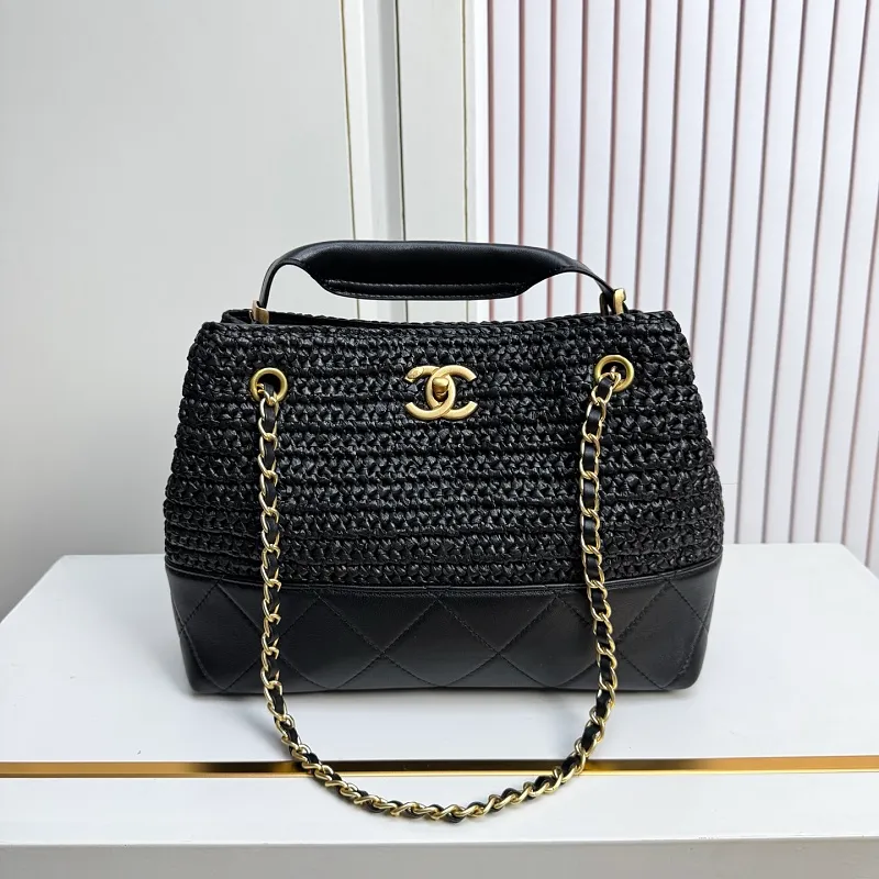 All Categories Official Website "Brand Women's Bags" Women's Bags 💙 Chanel 2026 Chanel Cruise Straw & Lambskin Tote Bag