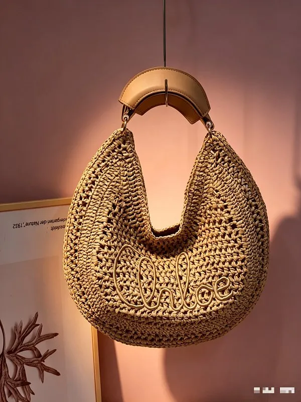 All Categories Official Website "Brand Women's Bags" Women's Bags 💙 Chloe 2026 Official Website Chloe Style Crescent Straw Handbag