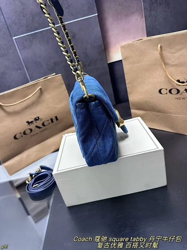 All Categories Official Website "Brand Women's Bags" Women's Bags 💙 COACH 2025 New COACH Square Tabby Denim Denim Bag