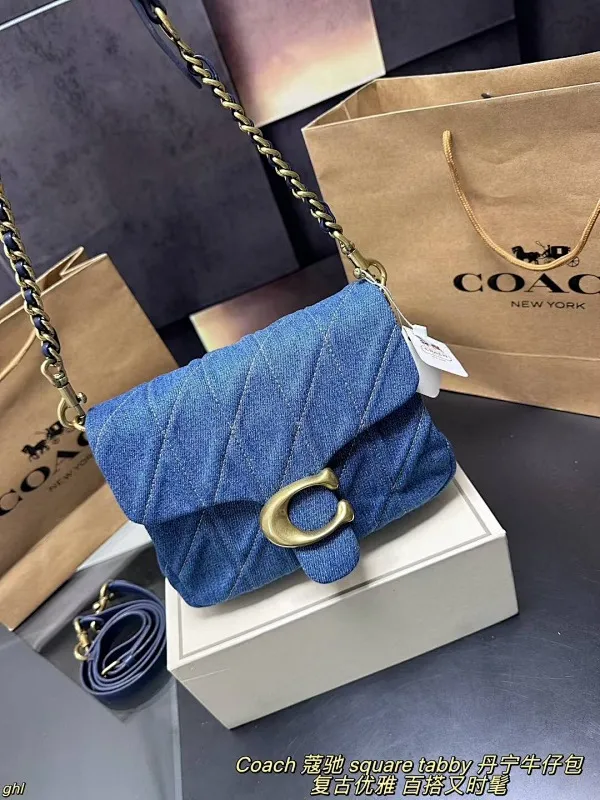 All Categories Official Website "Brand Women's Bags" Women's Bags 💙 COACH 2025 New COACH Square Tabby Denim Denim Bag