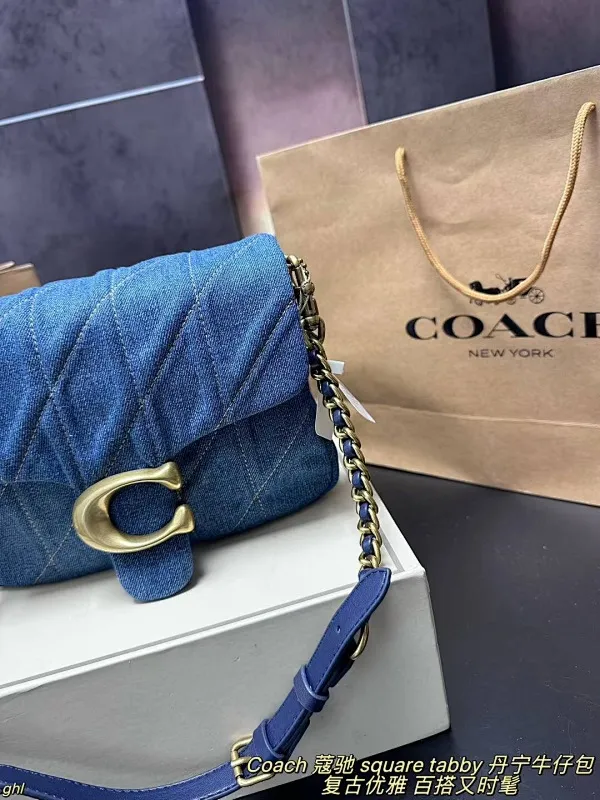 All Categories Official Website "Brand Women's Bags" Women's Bags 💙 COACH 2025 New COACH Square Tabby Denim Denim Bag