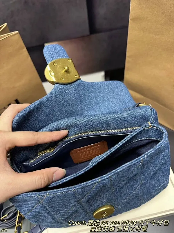 All Categories Official Website "Brand Women's Bags" Women's Bags 💙 COACH 2025 New COACH Square Tabby Denim Denim Bag