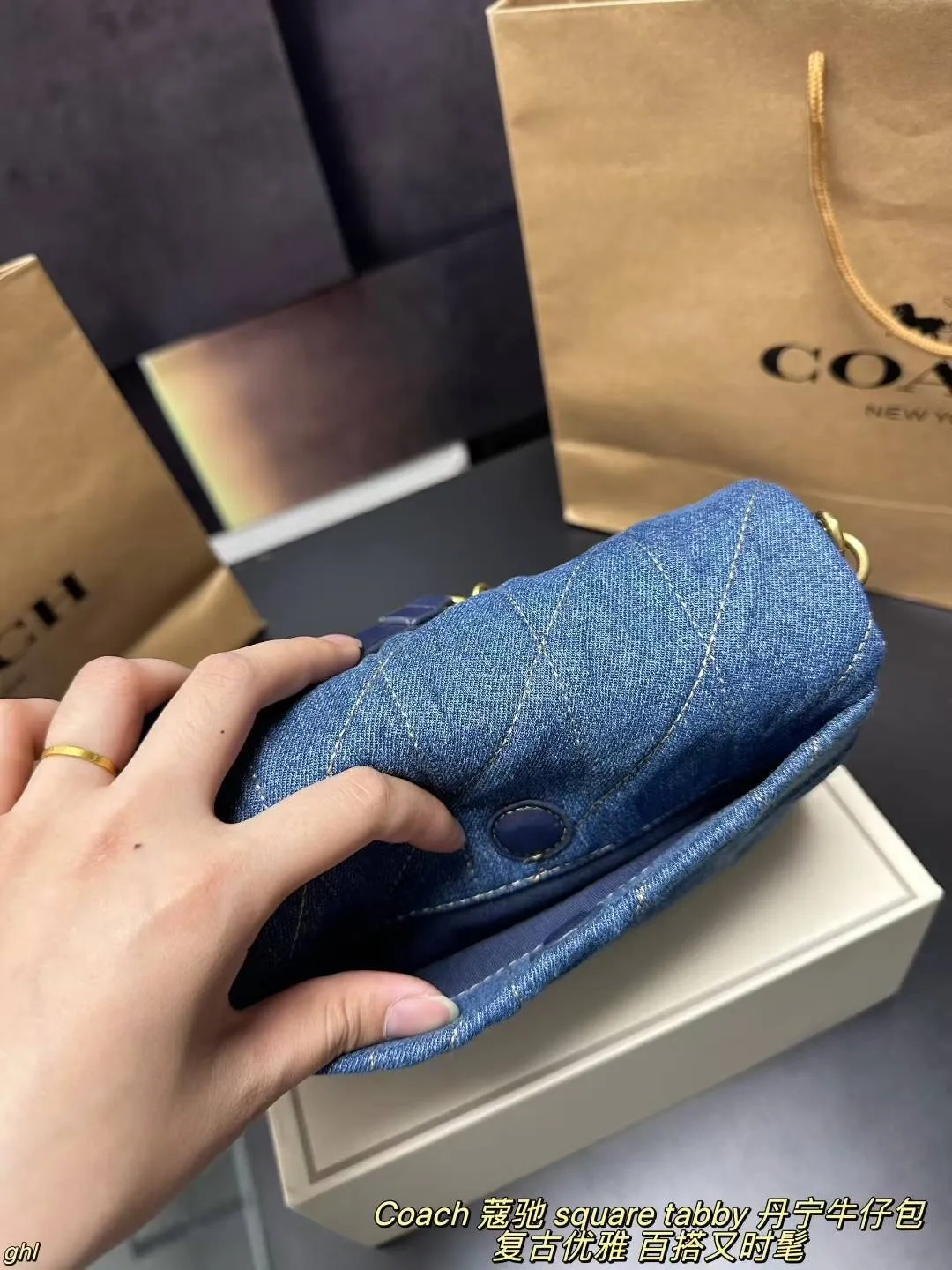 All Categories Official Website "Brand Women's Bags" Women's Bags 💙 COACH 2025 New COACH Square Tabby Denim Denim Bag