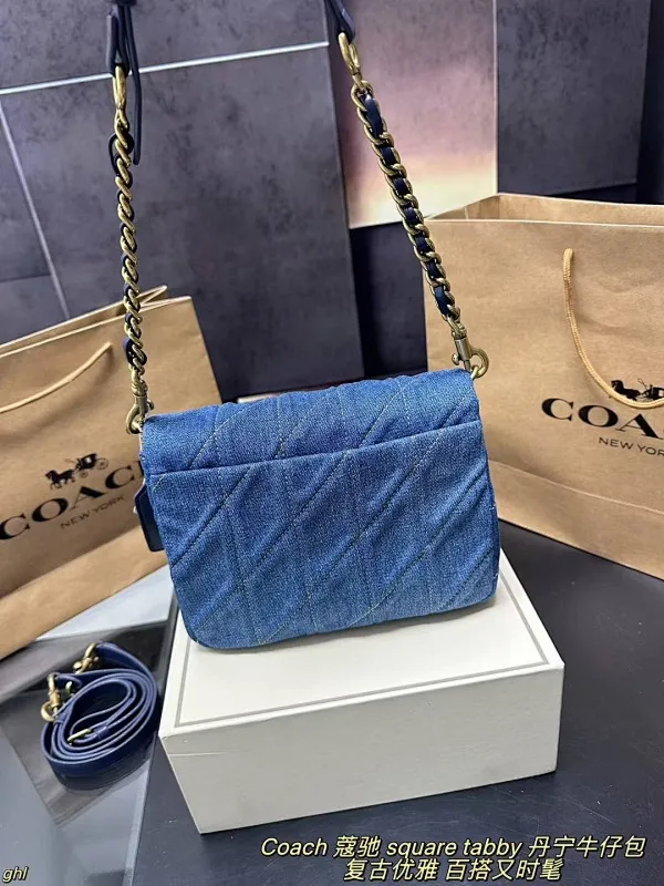 All Categories Official Website "Brand Women's Bags" Women's Bags 💙 COACH 2025 New COACH Square Tabby Denim Denim Bag