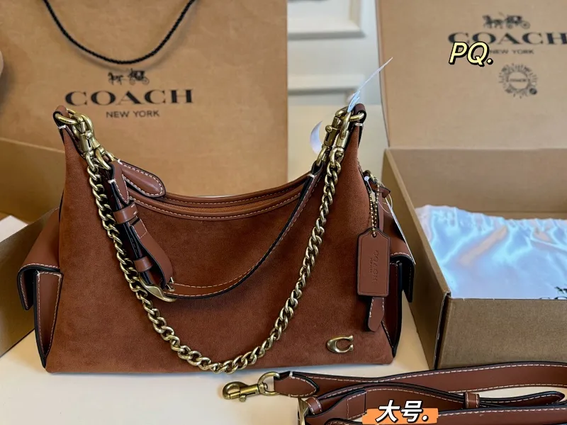 All Categories Official Website "Brand Women's Bags" Women's Bags 💙 COACH 2025 New COACH Suede Juliet Chain Underarm Bag