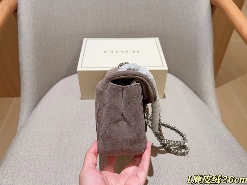 All Categories Official Website "Brand Women's Bags" Women's Bags 💙 COACH 2025 New Coach Suede Fabric Tabby26 Bacchus Bag