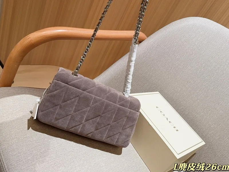 All Categories Official Website "Brand Women's Bags" Women's Bags 💙 COACH 2025 New Coach Suede Fabric Tabby26 Bacchus Bag