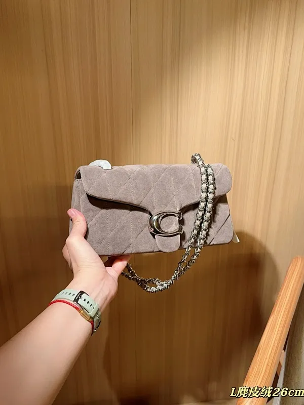 All Categories Official Website "Brand Women's Bags" Women's Bags 💙 COACH 2025 New Coach Suede Fabric Tabby26 Bacchus Bag