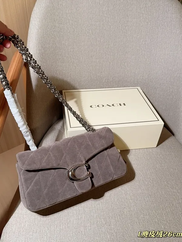 All Categories Official Website "Brand Women's Bags" Women's Bags 💙 COACH 2025 New Coach Suede Fabric Tabby26 Bacchus Bag