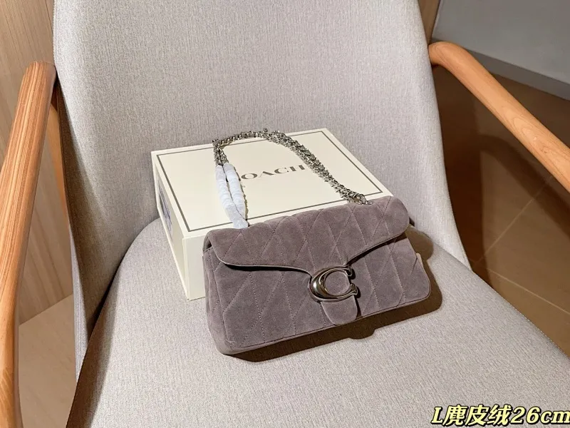All Categories Official Website "Brand Women's Bags" Women's Bags 💙 COACH 2025 New Coach Suede Fabric Tabby26 Bacchus Bag