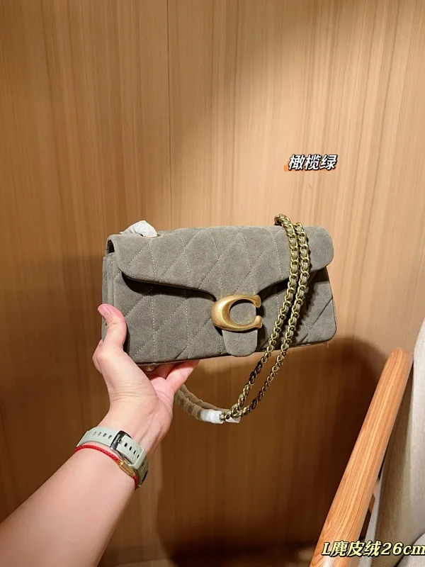 All Categories Official Website "Brand Women's Bags" Women's Bags 💙 COACH 2025 New Coach Suede Fabric Tabby26 Bacchus Bag