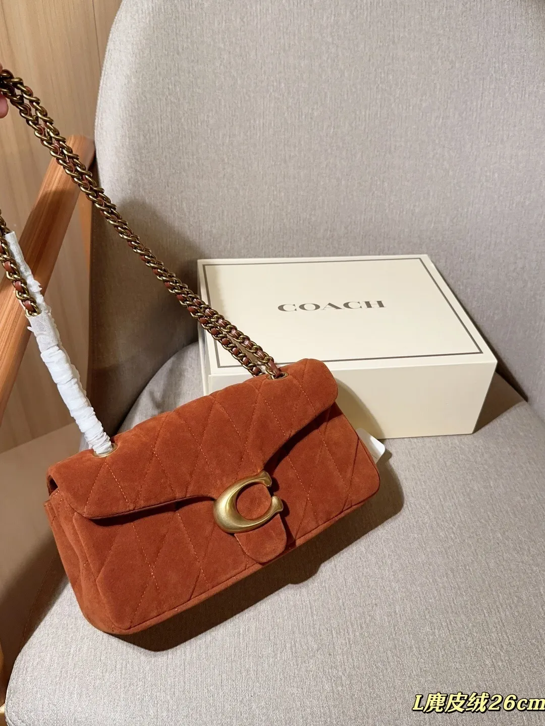 All Categories Official Website "Brand Women's Bags" Women's Bags 💙 COACH 2025 New Coach Suede Fabric Tabby26 Bacchus Bag