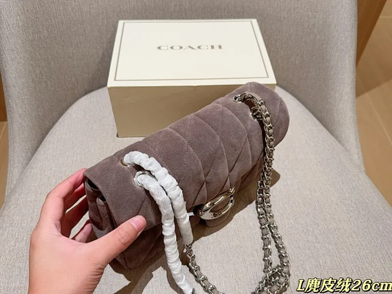 All Categories Official Website "Brand Women's Bags" Women's Bags 💙 COACH 2025 New Coach Suede Fabric Tabby26 Bacchus Bag