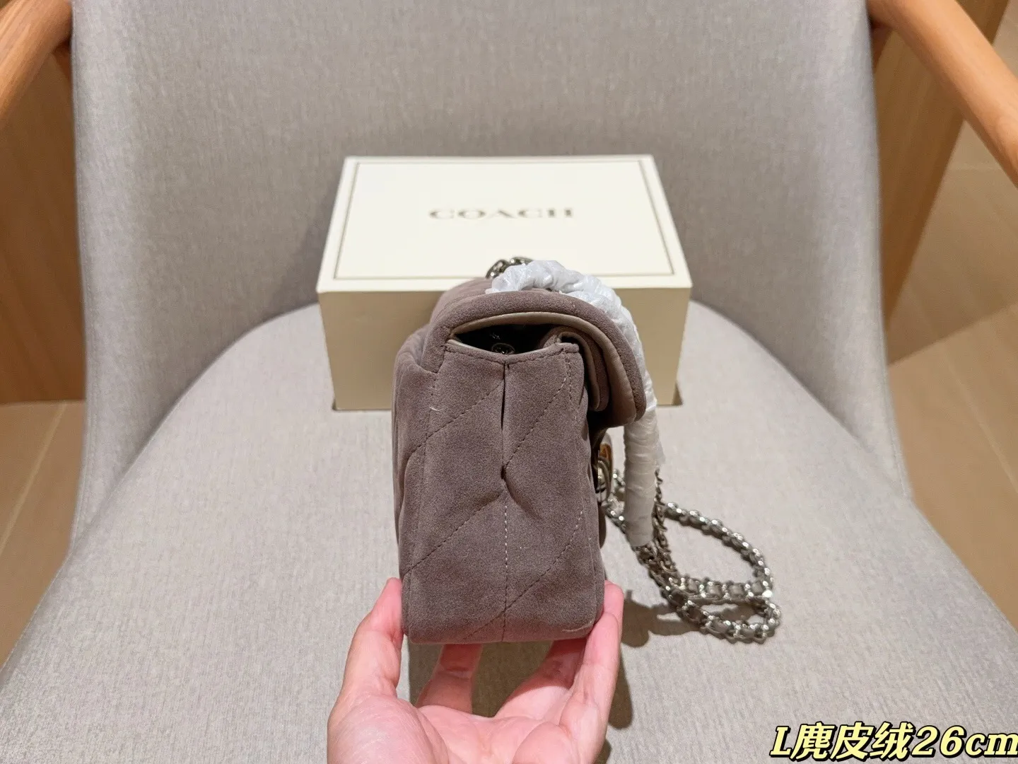 All Categories Official Website "Brand Women's Bags" Women's Bags 💙 COACH 2025 New Coach Suede Fabric Tabby26 Bacchus Bag