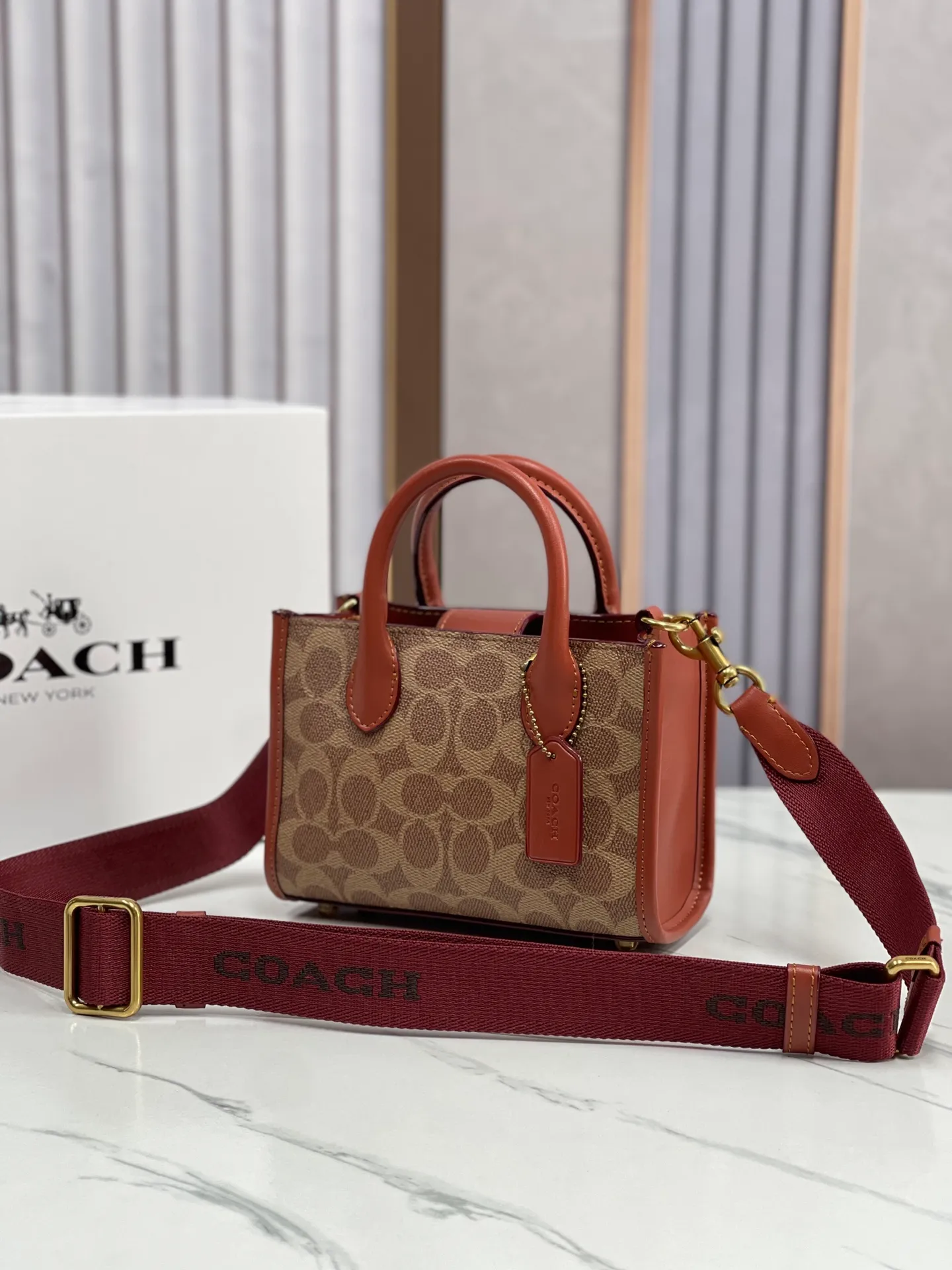 Batch 420💰coach/Coach new small model model CT890/CT891 counter new ACE carriage pattern women's tote bag single shoulder crossbody handheld tote bag double shoulder strap design size: 18·13·8