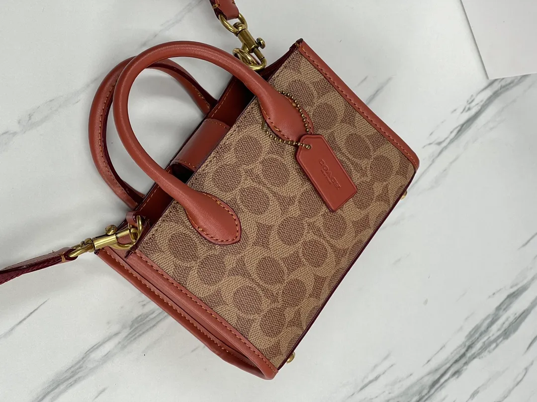 Batch 420💰coach/Coach new small model model CT890/CT891 counter new ACE carriage pattern women's tote bag single shoulder crossbody handheld tote bag double shoulder strap design size: 18·13·8
