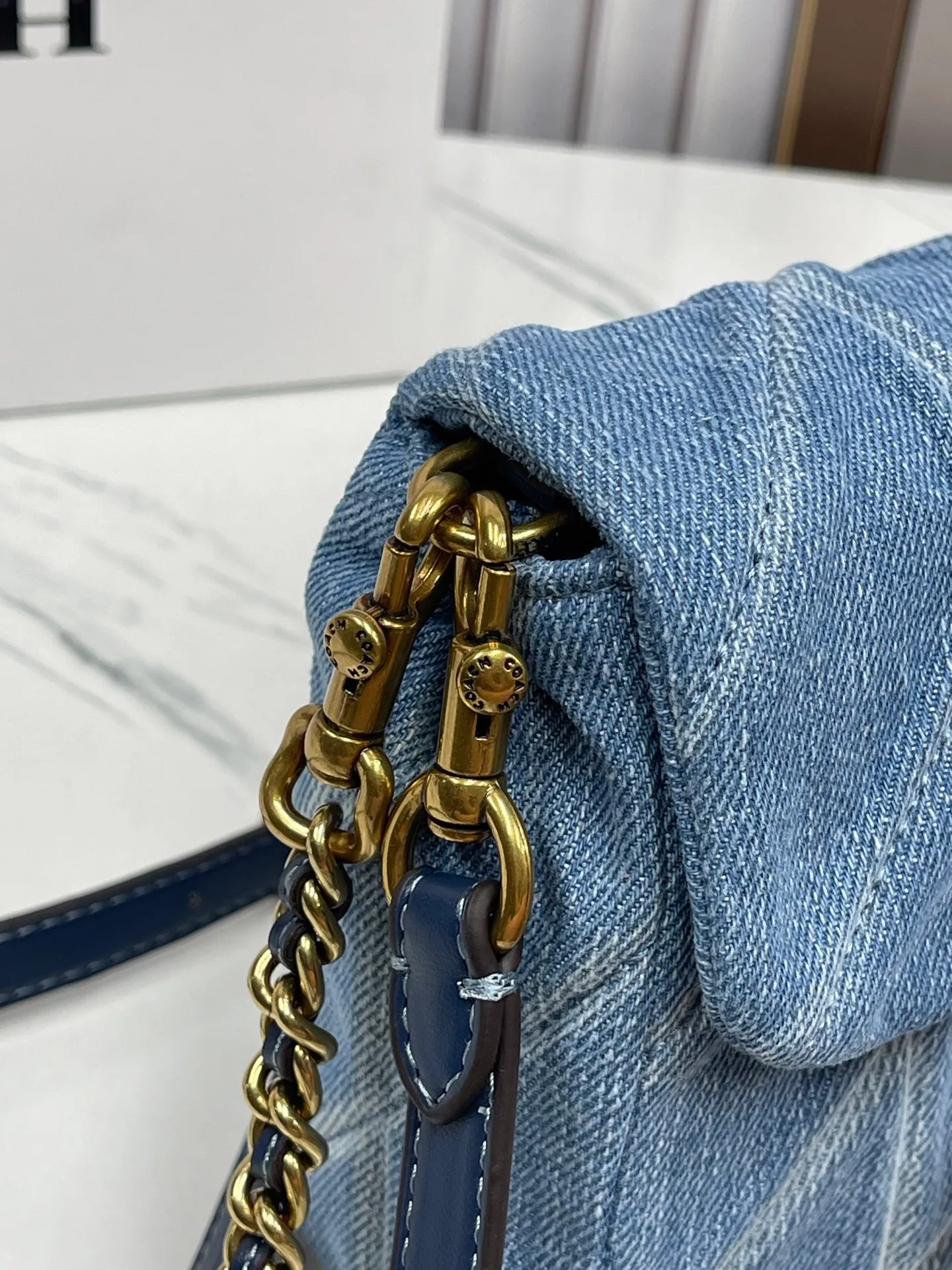 Top original order P480💰Coach new Square Tabby20 retro high-end, denim square bag single shoulder crossbody chain women's bag model: CAL94 size 21×16×7.
