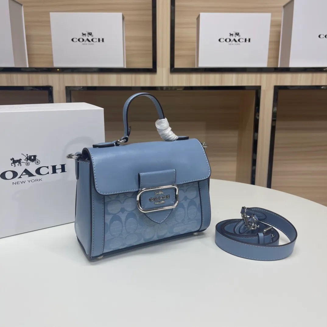 Top original order batch 480💰COACH/model CH142. Coach Outlet women's bag with color matching classic logo Morgan Tophandle, modern retro style, has a classic, calm and atmospheric feeling, and is very personal. The buckle opening is casual and natural. It has a leisurely and lazy feeling ~ It has a detachable long shoulder strap and the capacity is sufficient. Size: 21*16*6