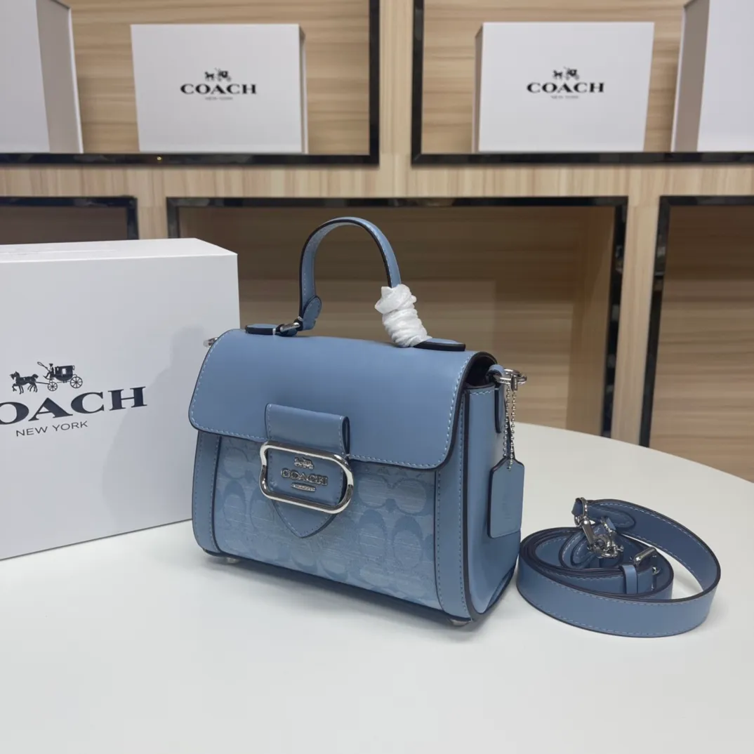 Top original order batch 480💰COACH/model CH142. Coach Outlet women's bag with color matching classic logo Morgan Tophandle, modern retro style, has a classic, calm and atmospheric feeling, and is very personal. The buckle opening is casual and natural. It has a leisurely and lazy feeling ~ It has a detachable long shoulder strap and the capacity is sufficient. Size: 21*16*6