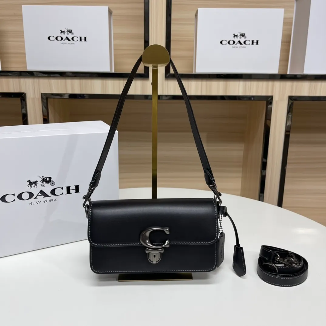 Top original order, batch 480💰Coach new Coach baguette bag, leather crossbody bag [Rose][Rose] model CE331 women's bag STUDIO BAGUETTE, size: 20*10*7[Fireworks][Fireworks][Fireworks]