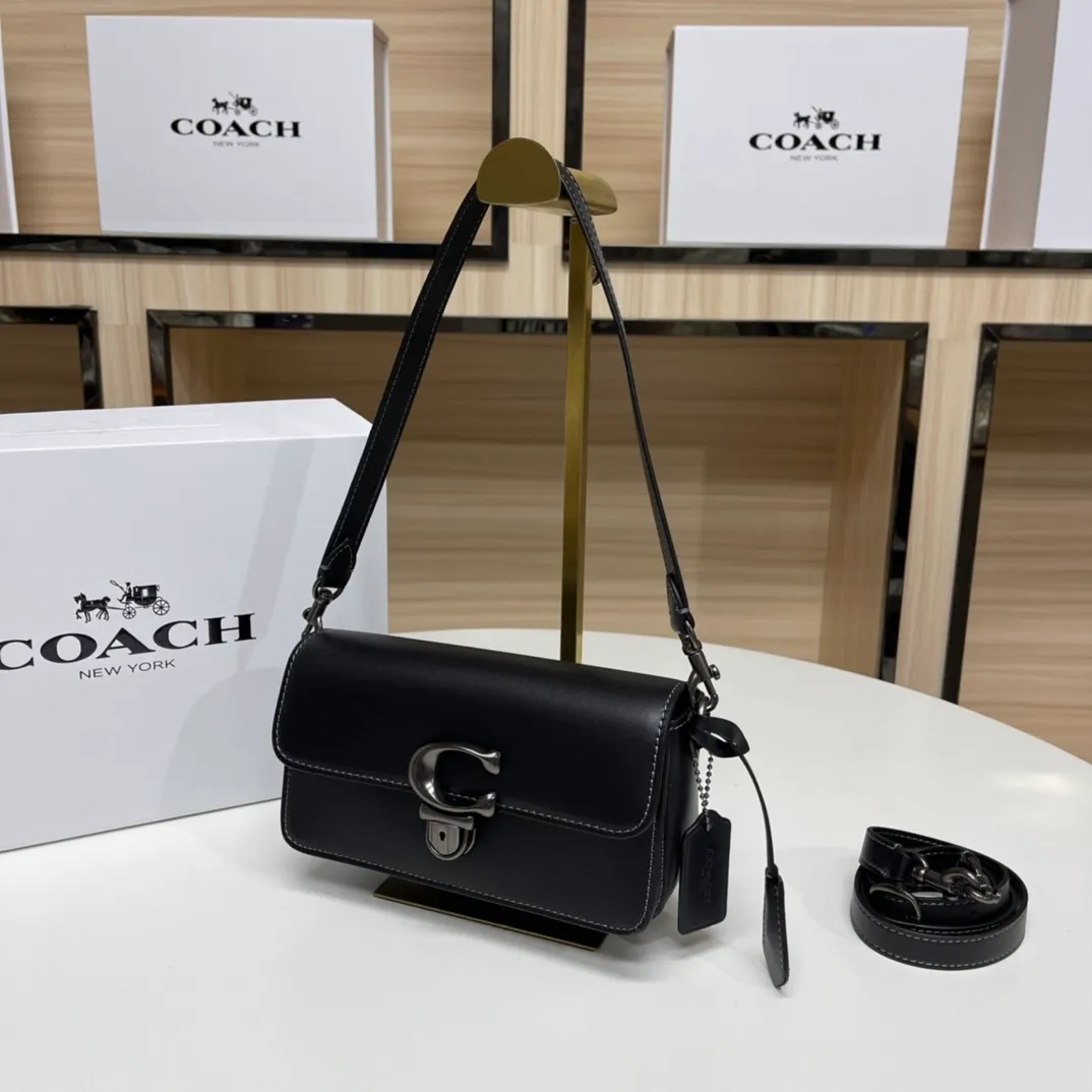 Top original order, batch 480💰Coach new Coach baguette bag, leather crossbody bag [Rose][Rose] model CE331 women's bag STUDIO BAGUETTE, size: 20*10*7[Fireworks][Fireworks][Fireworks]