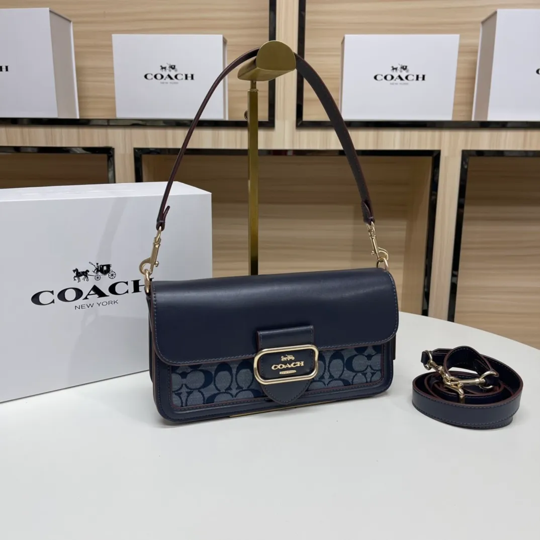 Top original order batch 500💰COACH/model CH137. Coach Outlet women's bag Chambray color matching classic logo MORGAN shoulder bag armpit bag. Size 26X14X6