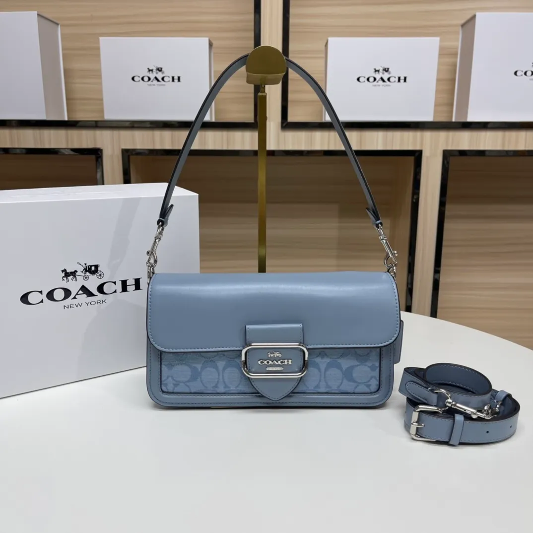 Top original order, batch 500💰COACH/model CH137 Coach Outlet women's bag Xiangbu Lei color matching classic logo MORGAN shoulder bag armpit bag. Size 26X14X6