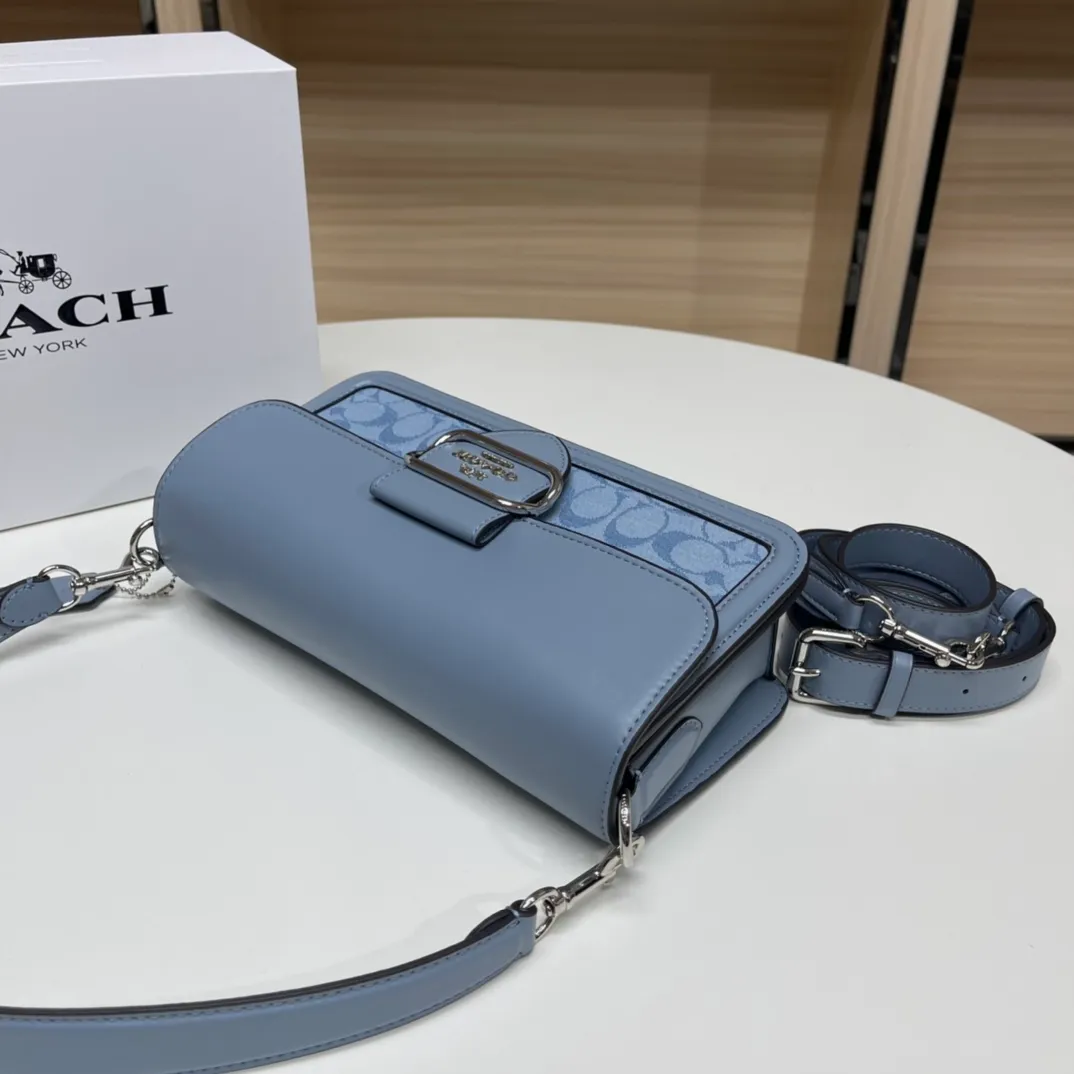 Top original order, batch 500💰COACH/model CH137 Coach Outlet women's bag Xiangbu Lei color matching classic logo MORGAN shoulder bag armpit bag. Size 26X14X6