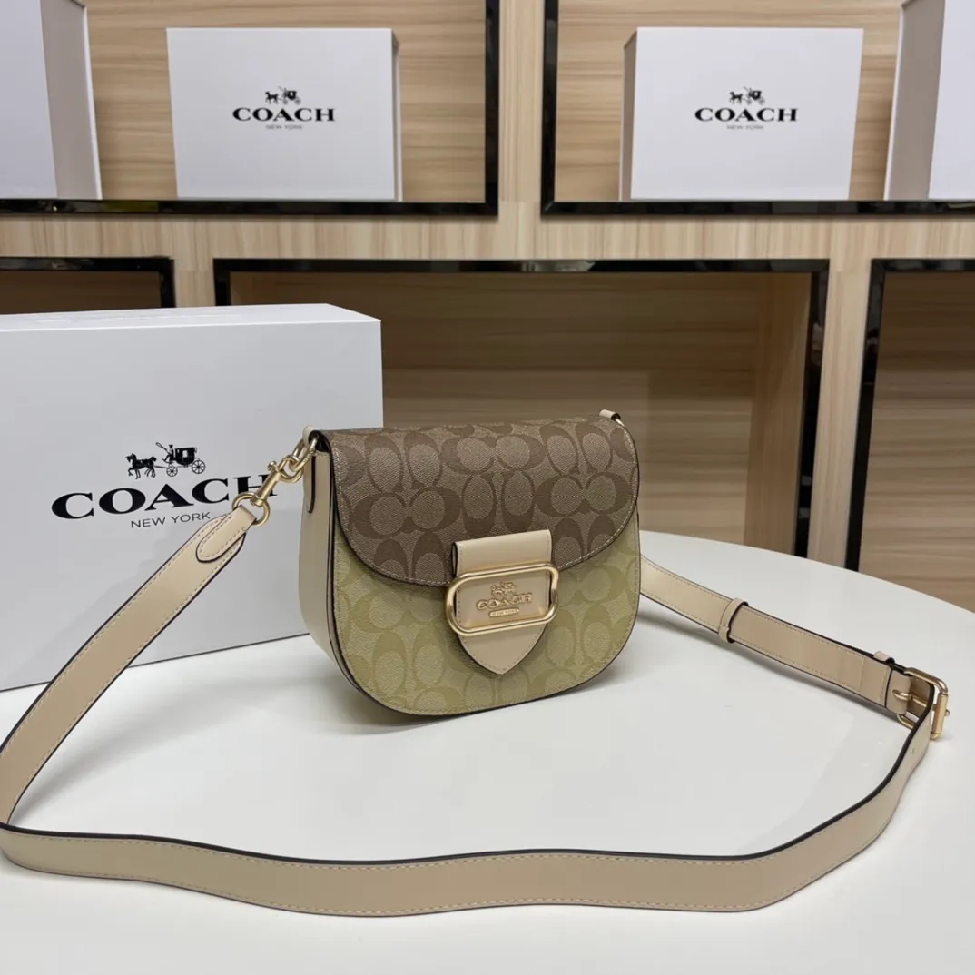 Top original order batch 500💰Coach/Coach new color. Model CH507 Ole Women's Classic Logo Canvas KLEO No. 17 Shoulder Bag Autumn Luxury and Noble 🤞 Size 19.5X17X7