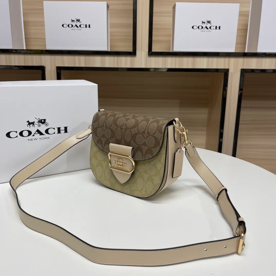 Top original order batch 500💰Coach/Coach new color. Model CH507 Ole Women's Classic Logo Canvas KLEO No. 17 Shoulder Bag Autumn Luxury and Noble 🤞 Size 19.5X17X7