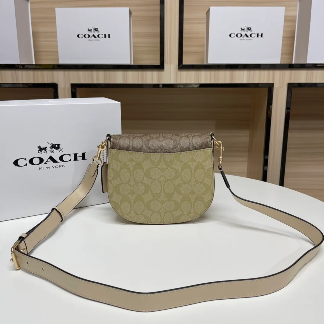Top original order batch 500💰Coach/Coach new color. Model CH507 Ole Women's Classic Logo Canvas KLEO No. 17 Shoulder Bag Autumn Luxury and Noble 🤞 Size 19.5X17X7