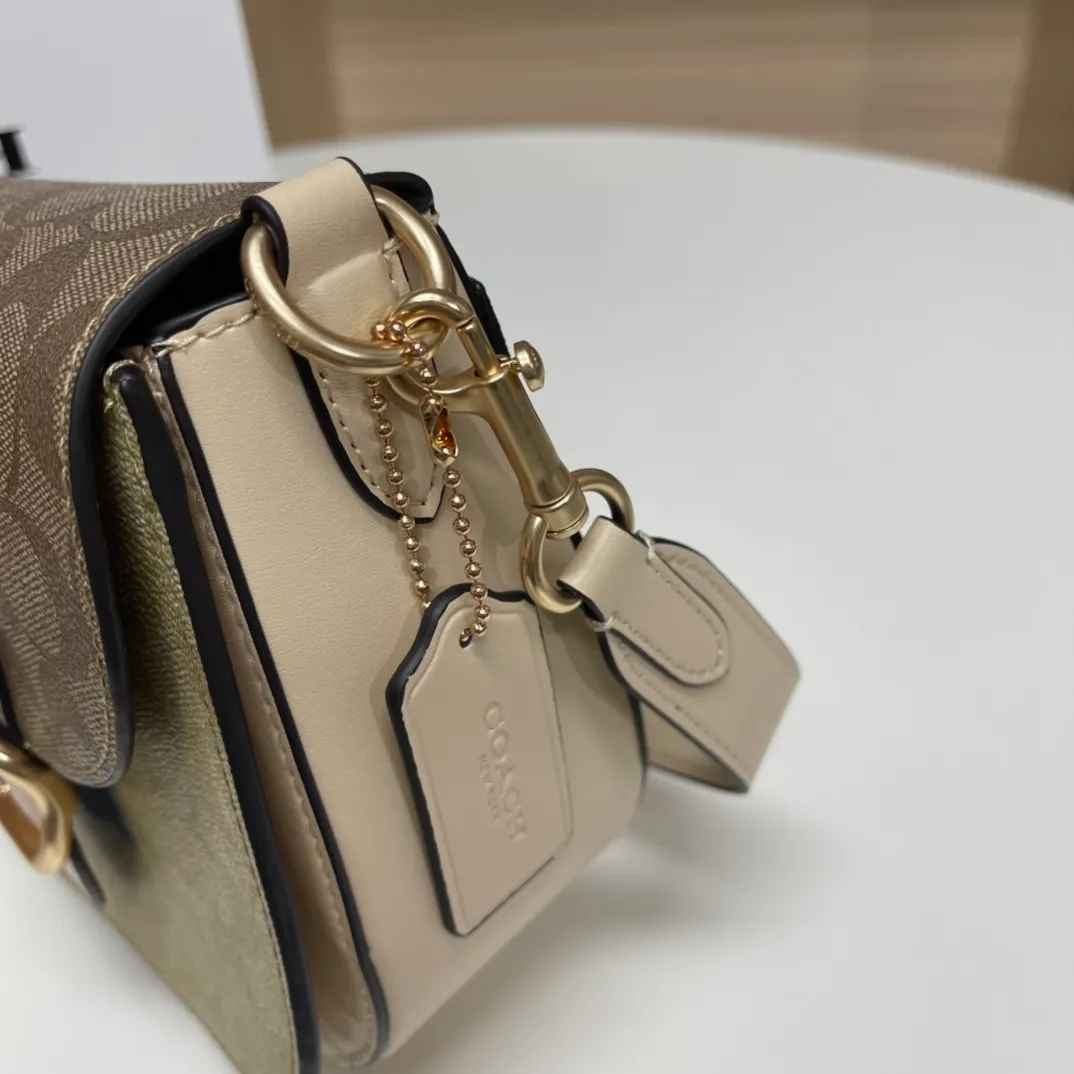 Top original order batch 500💰Coach/Coach new color. Model CH507 Ole Women's Classic Logo Canvas KLEO No. 17 Shoulder Bag Autumn Luxury and Noble 🤞 Size 19.5X17X7